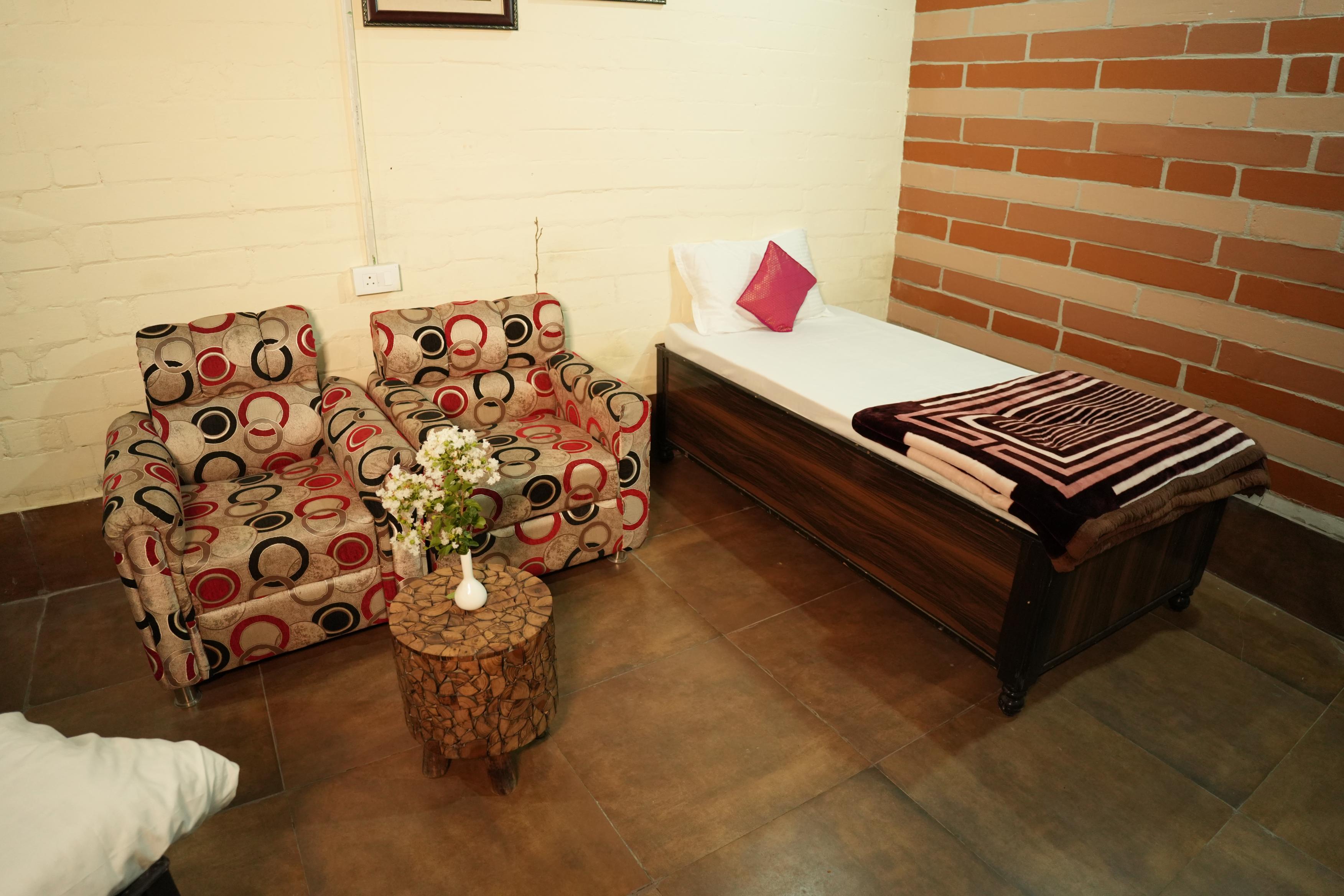 Peaceful meditation room with natural light